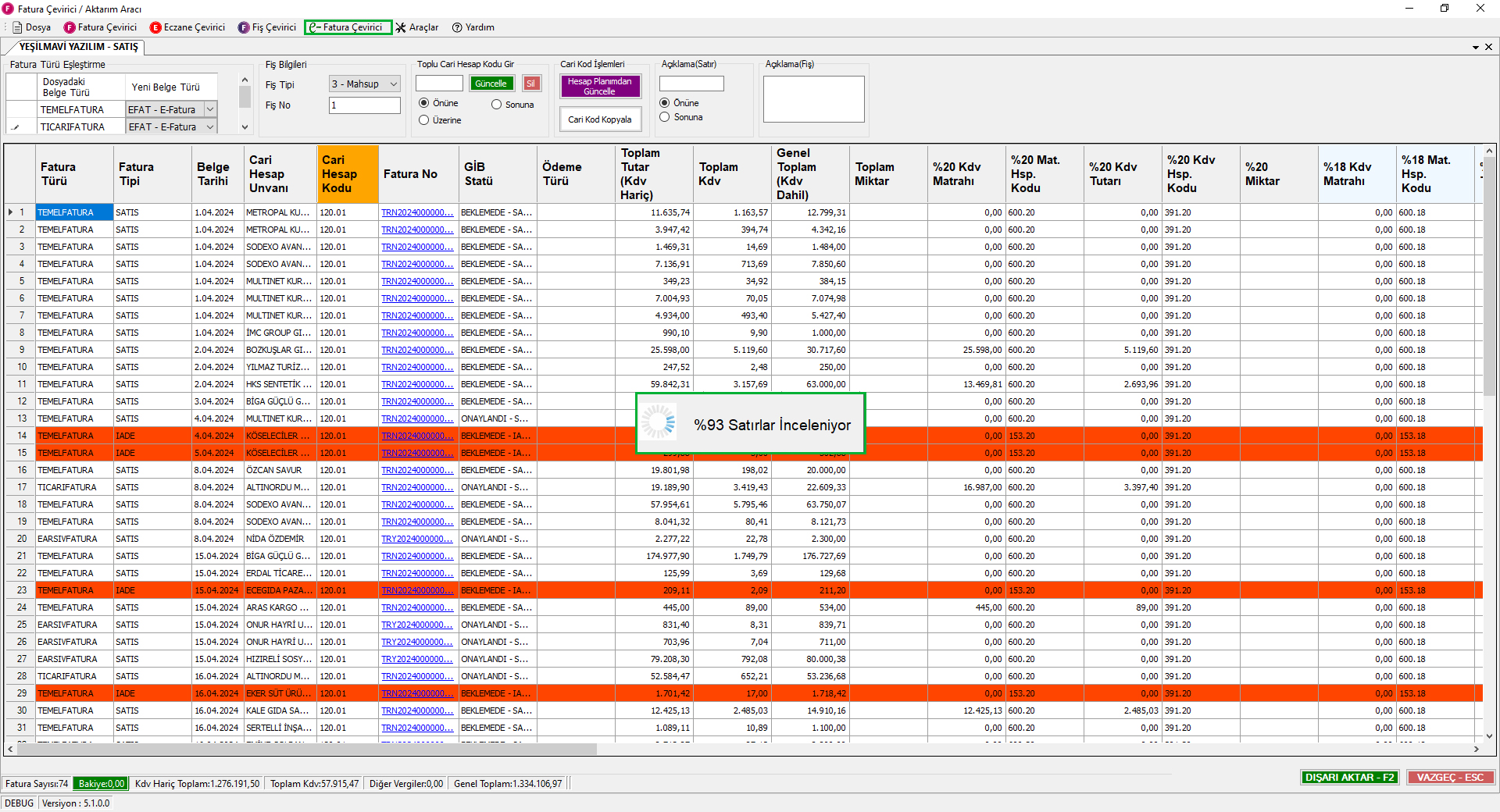 Entegratör Fatura Aktarım Aşamaları