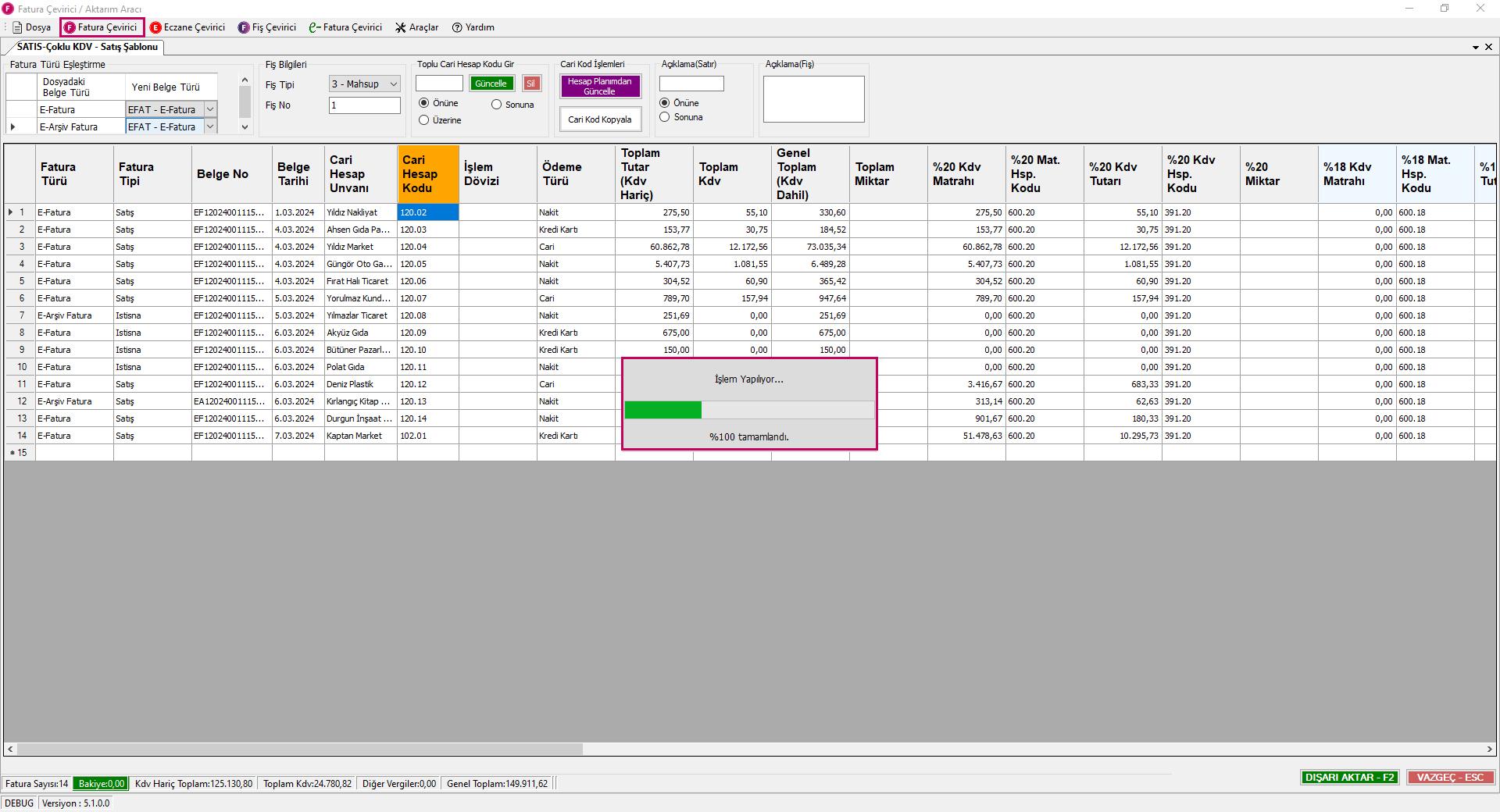 Fiş Aktarma Aşamaları