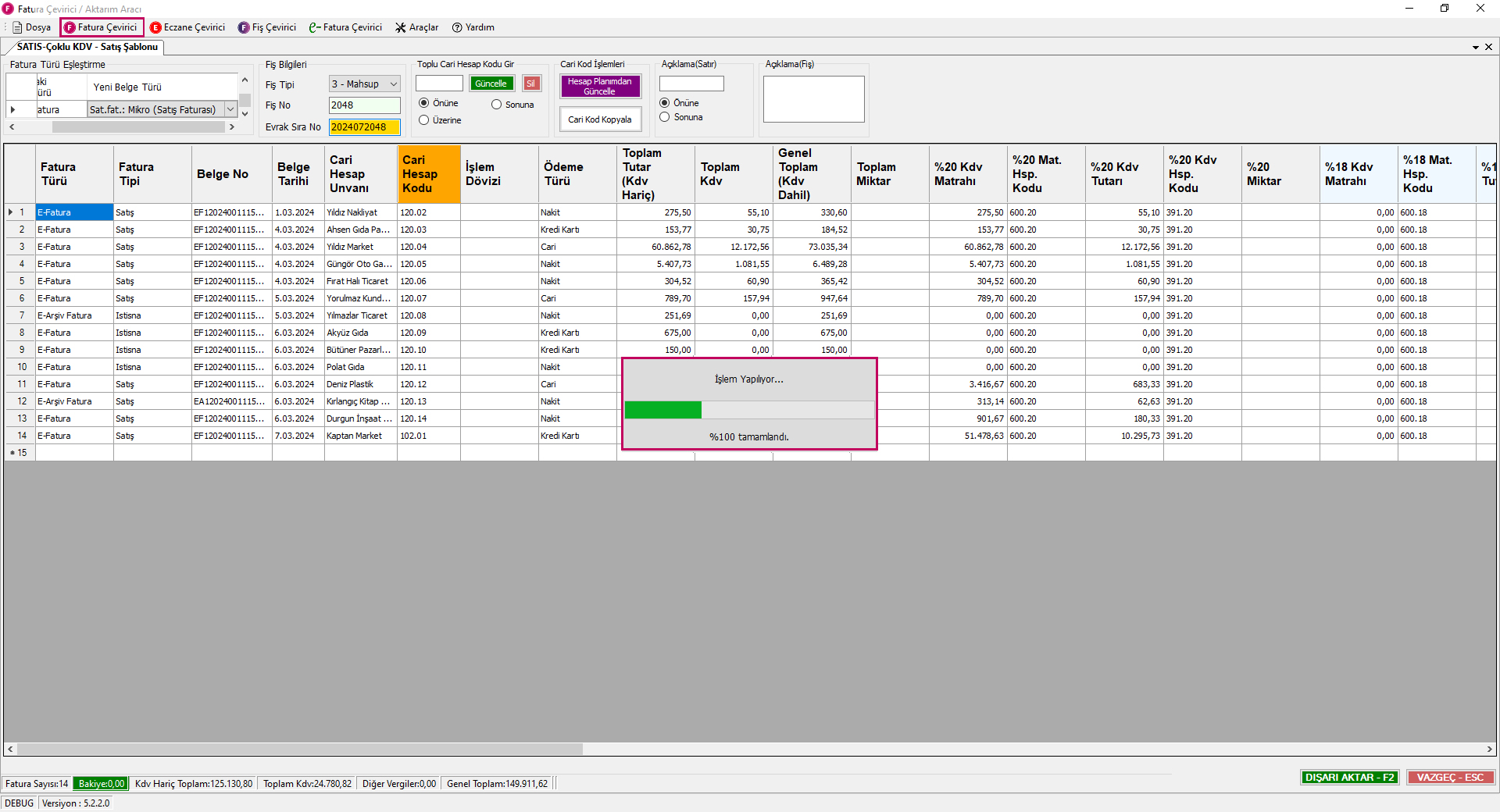 Fiş Aktarma Aşamaları Mikro V17